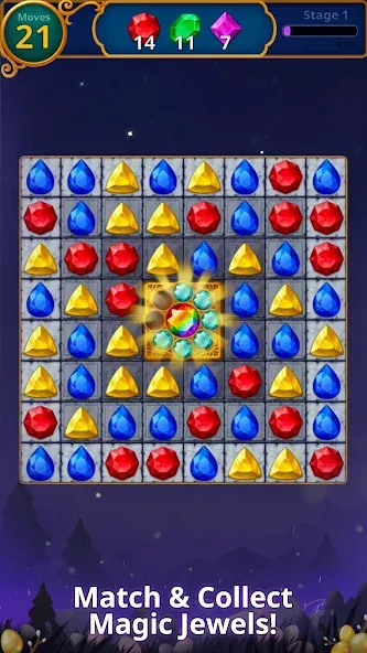 Скачать Jewels Magic: Mystery Match3 [MOD: безлимитные монеты и жизни] — скриншот 1