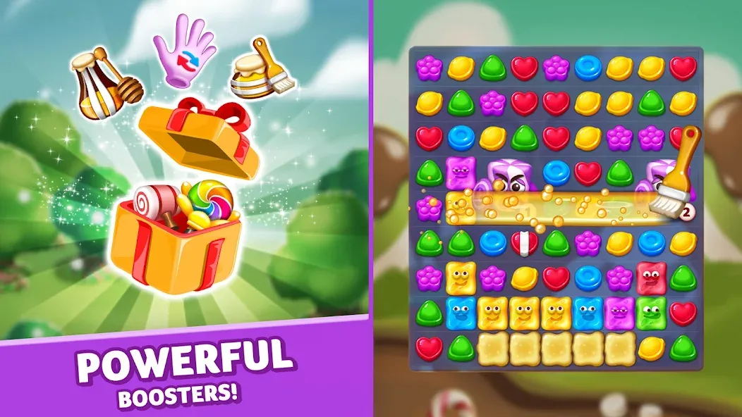 Взломанная Lollipop & Marshmallow Match3 [MOD: безлимитные ходы и жизни] на Андроид — скриншот 2