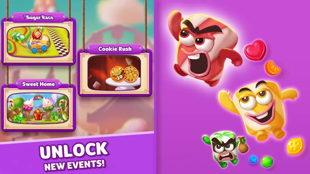 Взломанная Lollipop & Marshmallow Match3 [MOD: безлимитные ходы и жизни] на Андроид — скриншот 4