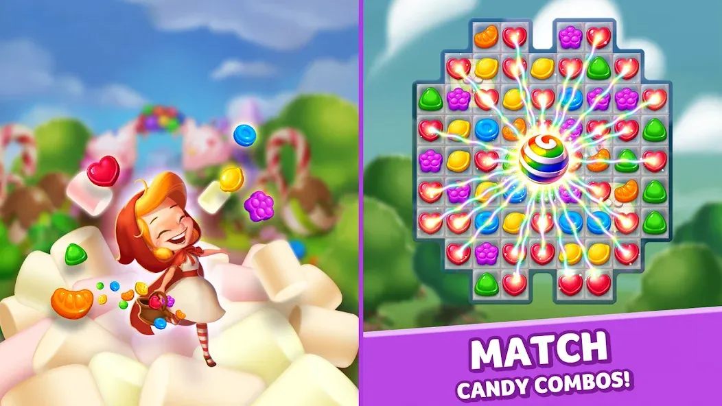 Взломанная Lollipop & Marshmallow Match3 [MOD: безлимитные ходы и жизни] на Андроид — скриншот 5