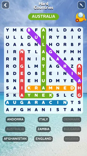 Взломанная Word Search - Word Puzzle Game [MOD: безлимитные подсказки и открыты уровни] на Андроид — скриншот 2