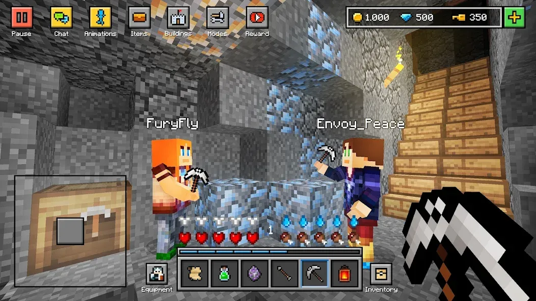 Скачать Block World 3D: Craft & Build [MOD: много ресурсов и открыты скины] на телефон — скриншот 2