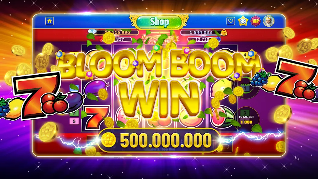 Скачать Bloom Boom Casino Slots Online [MOD: безлимитные монеты и бонусы] на телефон — скриншот 1