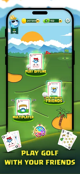 Скачать взлом Play Nine: Golf Card Game [MOD: безлимитные монеты и все уровни] — скриншот 1
