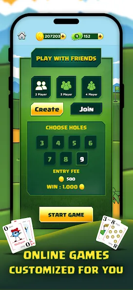 Скачать взлом Play Nine: Golf Card Game [MOD: безлимитные монеты и все уровни] — скриншот 5