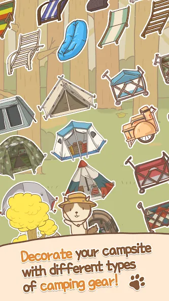 Взломанная Animal Camping: Idle Camp [MOD: много денег и все открыто] на Андроид — скриншот 2