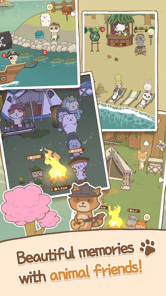 Взломанная Animal Camping: Idle Camp [MOD: много денег и все открыто] на Андроид — скриншот 4