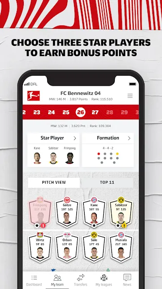 Взломанная Bundesliga Fantasy Manager [MOD: безлимитные монеты и энергия] на Андроид — скриншот 3