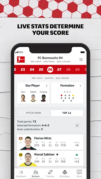 Взломанная Bundesliga Fantasy Manager [MOD: безлимитные монеты и энергия] на Андроид — скриншот 4