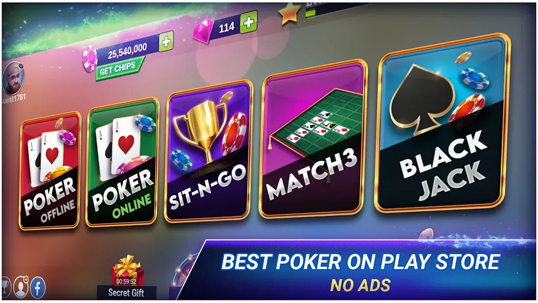 Скачать Poker Texas Holdem [MOD: безлимитные фишки и бонусы] на телефон — скриншот 2