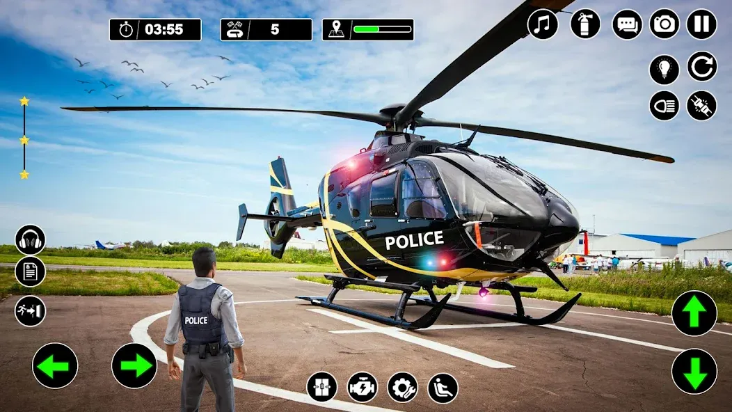 Скачать Police Helicopter Chase Game [MOD: безлимитные деньги и всё открыто] на телефон — скриншот 1