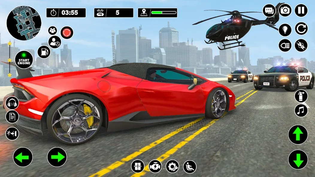 Скачать Police Helicopter Chase Game [MOD: безлимитные деньги и всё открыто] на телефон — скриншот 4