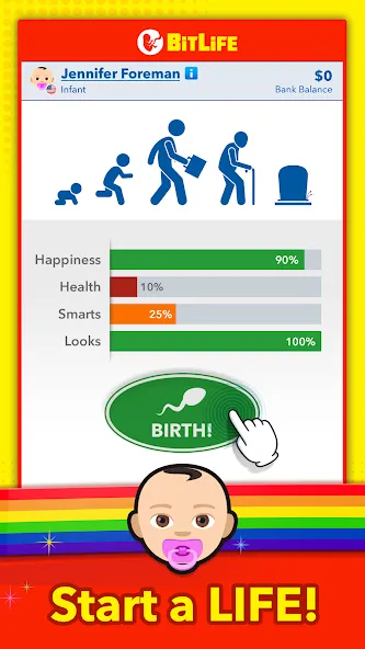 Скачать BitLife - Life Simulator [MOD: безлимитные деньги и премиум функции] на телефон — скриншот 1