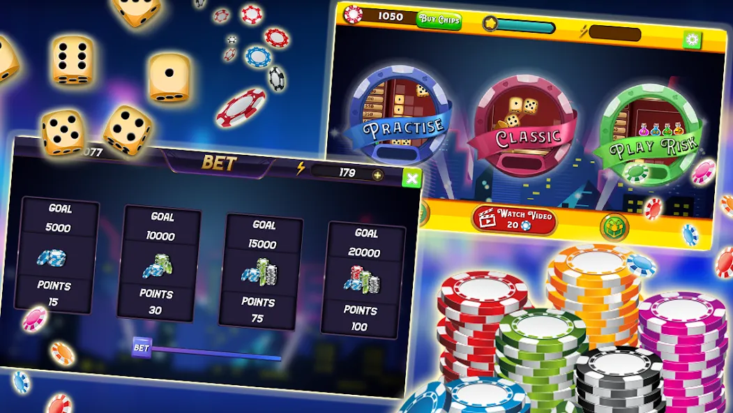 Скачать взлом Farkle - Dice Game [MOD: безлимитные броски и высокие очки] — скриншот 4