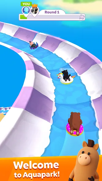 aquapark.io [MOD: безлимитные монеты и ускорение] (Бесплатно / APK) — скриншот 1