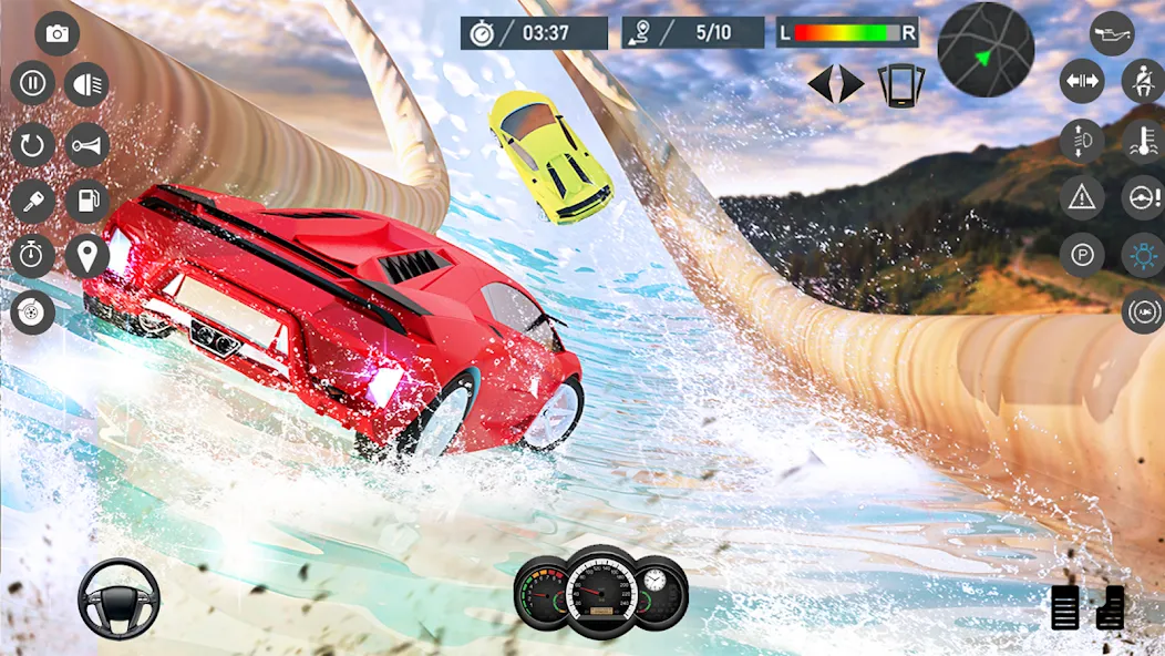 Water Slide Car Race games [MOD: без рекламы и все машины открыты] (Бесплатно / APK) — скриншот 1