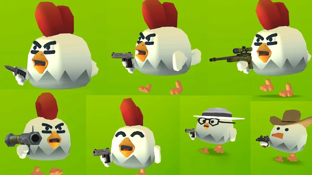 Взломанная Chicken Gun [MOD: много денег и оружия] на Андроид — скриншот 1