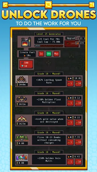 Взломанная Idle Obelisk Miner [MOD: много денег и ускоренная добыча] на Андроид — скриншот 3