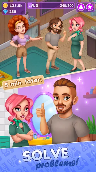 Beauty Tycoon: Hair Salon Game [MOD: безлимитные деньги и все прически открыты] последняя версия — скриншот 4