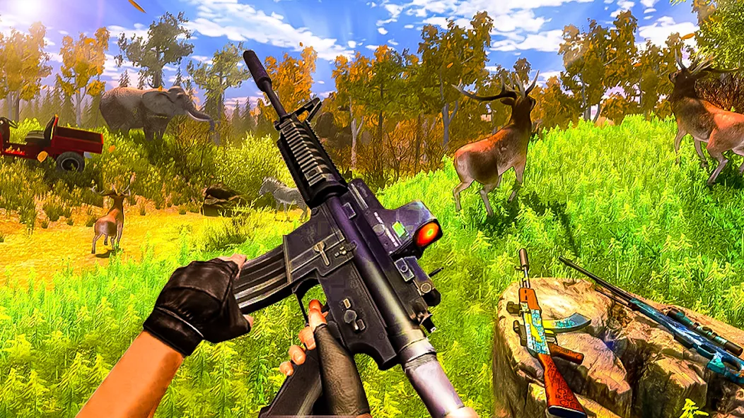 Взломанная Animal Hunting -Shooting Games [MOD: безлимитные патроны и открыто всё] на Андроид — скриншот 2