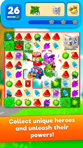 Скачать Sugar Heroes - match 3 game [MOD: безлимитные жизни и подсказки] на телефон — скриншот 2
