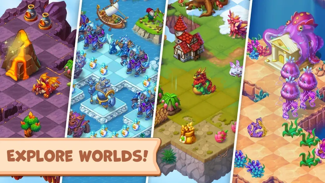 Скачать Mergest Kingdom: Merge game [MOD: безлимитные ресурсы и ускоренное строительство] — скриншот 2