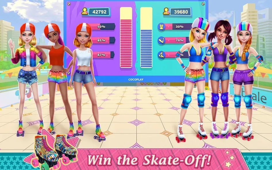 Взломанная Roller Skating Girls [MOD: безлимитные монеты и все уровни открыты] на Андроид — скриншот 4