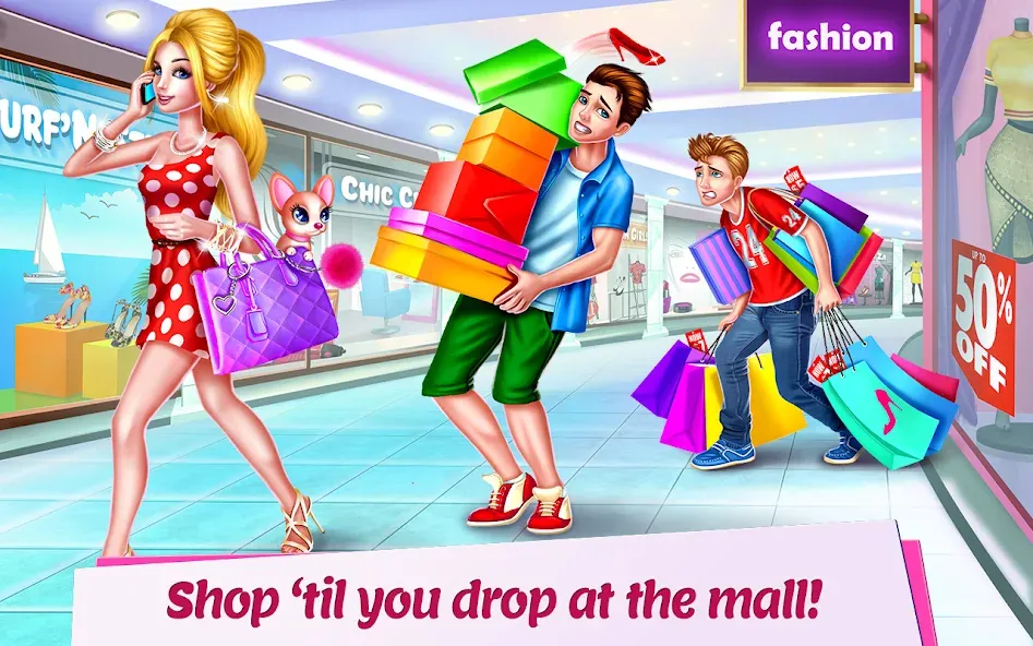 Взломанная Shopping Mall Girl: Chic Game [MOD: безлимитные деньги и все наряды] на Андроид — скриншот 1