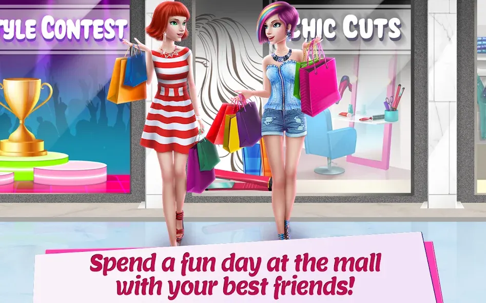 Взломанная Shopping Mall Girl: Chic Game [MOD: безлимитные деньги и все наряды] на Андроид — скриншот 2