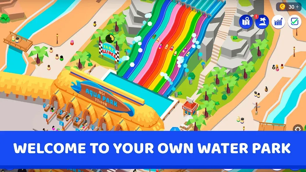 Idle Theme Park Tycoon [MOD: безлимитные деньги и все аттракционы] на Андроид — скриншот 1