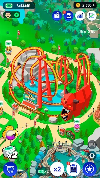 Idle Theme Park Tycoon [MOD: безлимитные деньги и все аттракционы] на Андроид — скриншот 5
