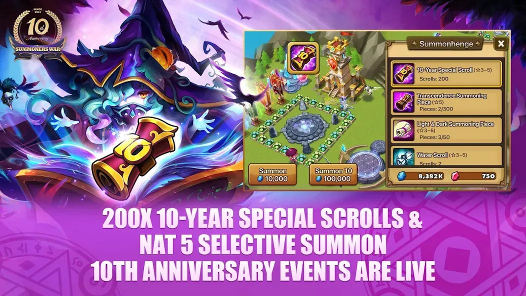 Взломанная Summoners War [MOD: безлимитные ресурсы и мощные монстры] на Андроид — скриншот 1