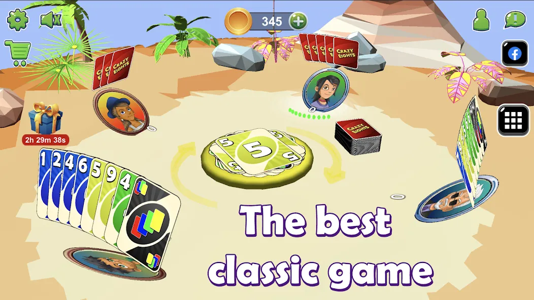 Crazy Eights 3D [MOD: открыты все колоды и темы] последняя версия — скриншот 1