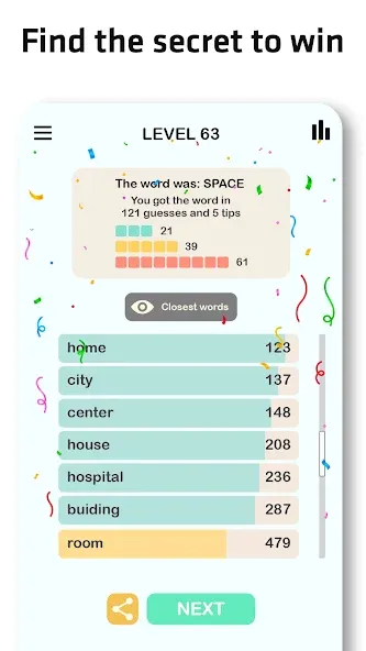 Скачать Contexto - Similar Word [MOD: подсказки и безлимитные попытки] — скриншот 3