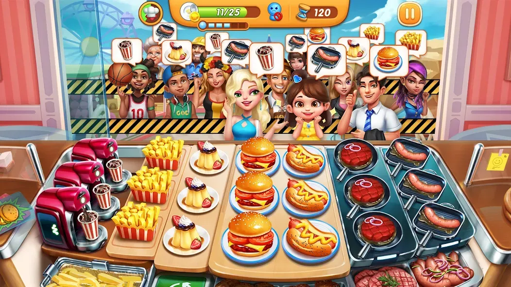 Взломанная Cooking City - Cooking Games [MOD: безлимитные монеты и алмазы] на Андроид — скриншот 1