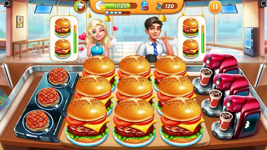 Взломанная Cooking City - Cooking Games [MOD: безлимитные монеты и алмазы] на Андроид — скриншот 3