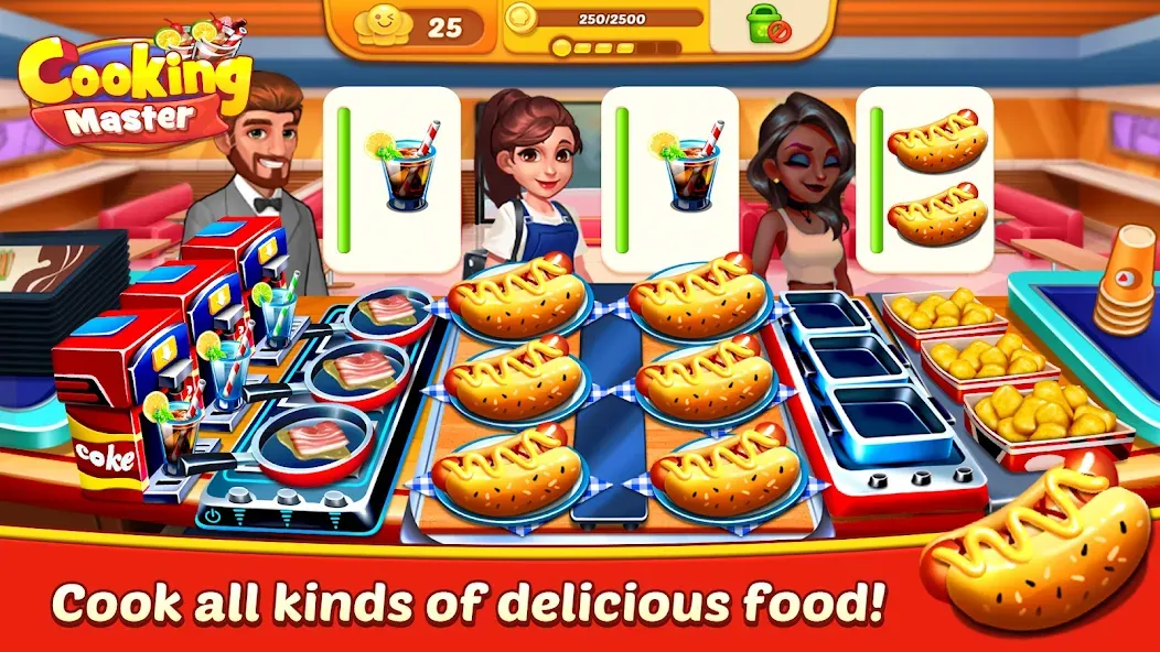 Взломанная Cooking Master:Restaurant Game [MOD: безлимитные деньги и все рецепты] на Андроид — скриншот 2