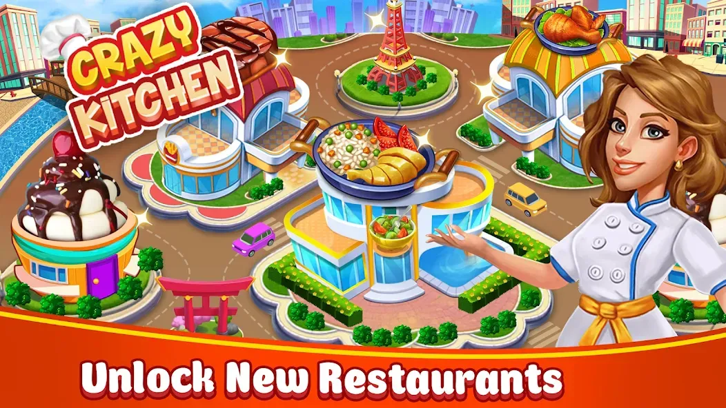Food Game Crazy Super Chef [MOD: безлимитные деньги и открыты все рецепты] — Скачать бесплатно (APK) — скриншот 1