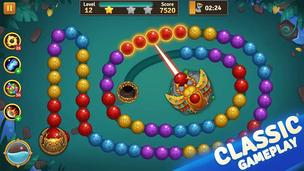Скачать взлом Jungle Marble Blast [MOD: безлимитные монеты и открыты все уровни] — скриншот 1