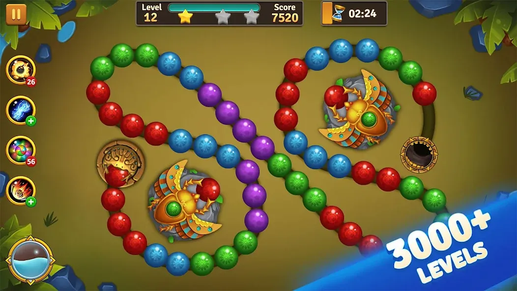 Скачать взлом Jungle Marble Blast [MOD: безлимитные монеты и открыты все уровни] — скриншот 3