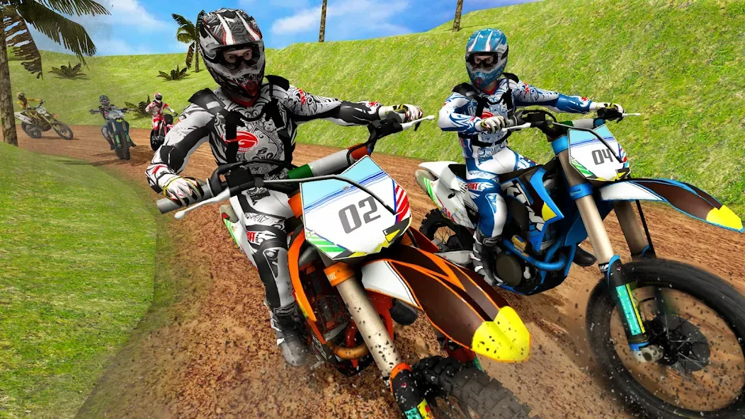 Скачать Mountain Dirt Bike Champions [MOD: безлимитные деньги и топливо] на телефон — скриншот 2