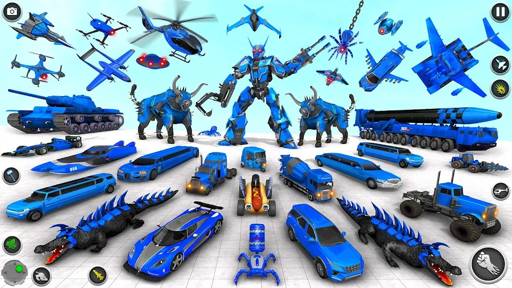 Взломанная Bull Robot Car Game:Robot Game [MOD: безлимитные деньги и топливо] на Андроид — скриншот 2