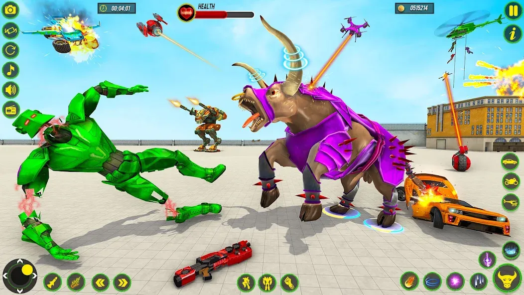 Взломанная Bull Robot Car Game:Robot Game [MOD: безлимитные деньги и топливо] на Андроид — скриншот 3