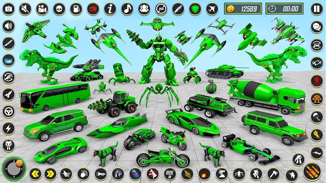 Взломанная Dino Robot - Car Robot Games [MOD: разблокированы все роботы и машины] на Андроид — скриншот 1