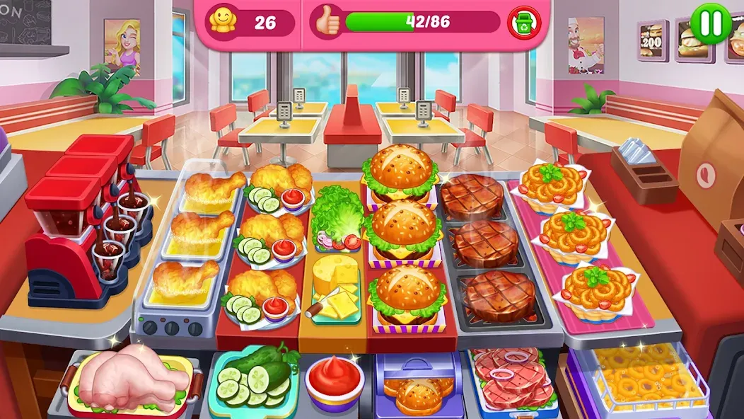 Crazy Cooking Diner: Chef Game [MOD: безлимитные деньги и все уровни] на Андроид — скриншот 1