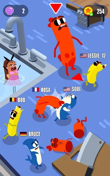 Sausage Wars.io [MOD: без рекламы и все скины] — Скачать бесплатно (APK) — скриншот 1