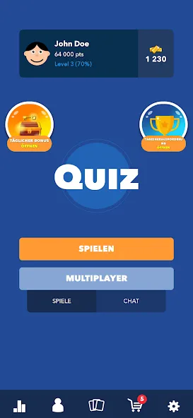 Взломанная Super Quiz - Wissens Deutsch [MOD: безлимитные подсказки и открыты все вопросы] на Андроид — скриншот 1