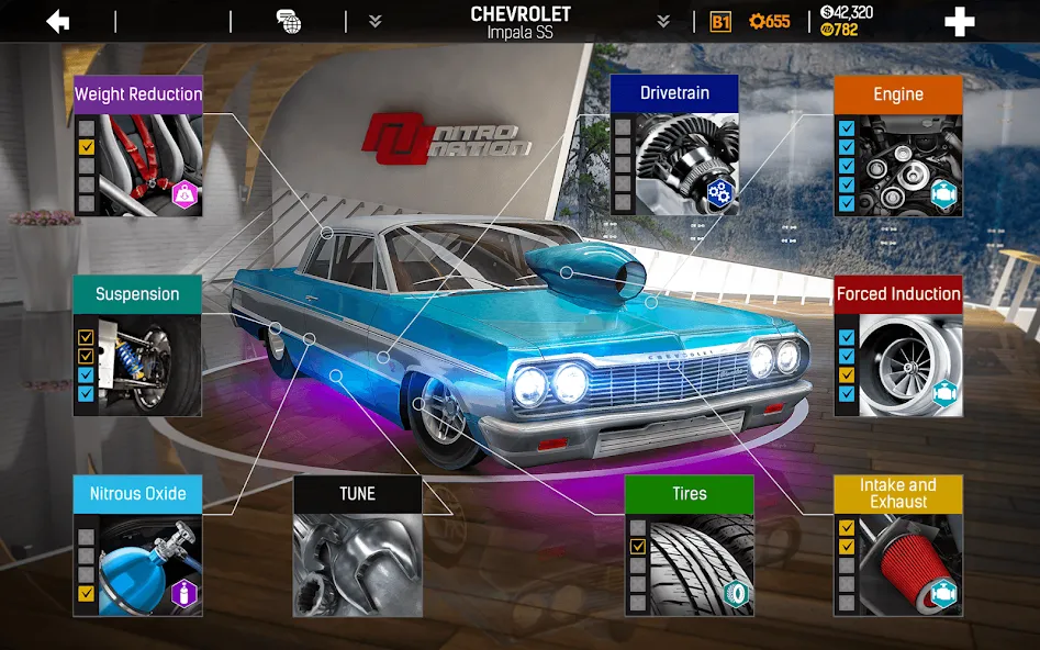 Скачать взлом Nitro Nation: Car Racing Game [MOD: безлимитные деньги и топливный бак] — скриншот 3