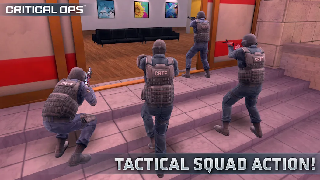Скачать взлом Critical Ops: Multiplayer FPS [MOD: безлимитные деньги и оружие] — скриншот 1