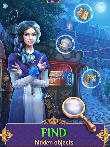 Взломанная Hidden objects of Eldritchwood [MOD: безлимитные подсказки и энергии] на Андроид — скриншот 1